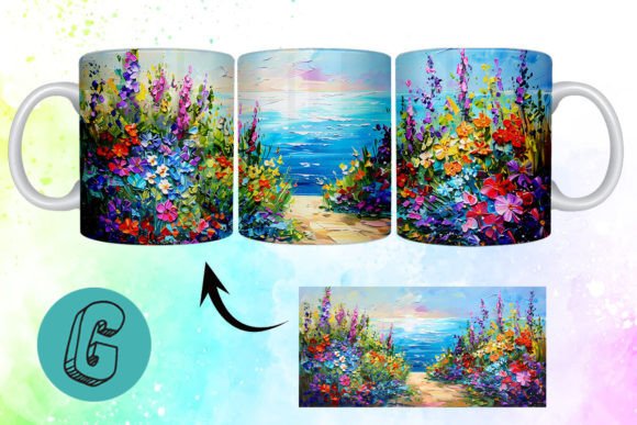 3D Oil Paint Floral Garden Mug Wrap 07: A Graphic Design Asset Review