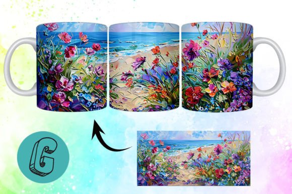 3D Oil Paint Floral Garden Mug Wrap 10