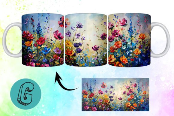 3D Oil Paint Floral Garden Mug Wrap 14: A Graphic Design Asset Review