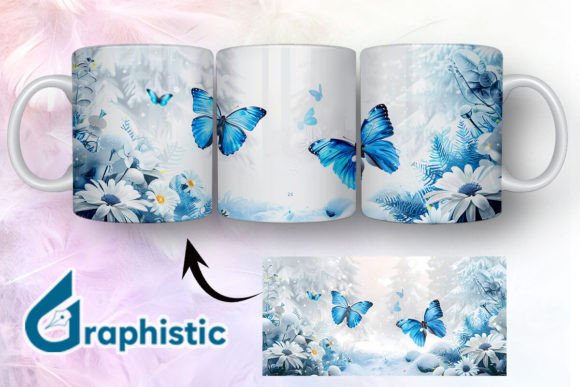 Blue Floral Butterfly Mug Wrap 12: Graphics & Illustrations Review