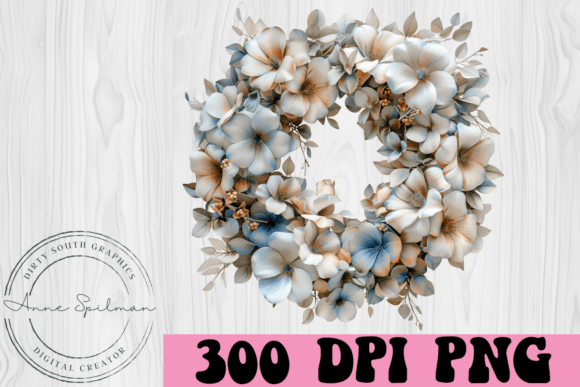 Dusty Floral Wreath Graphics and Illustrations Review