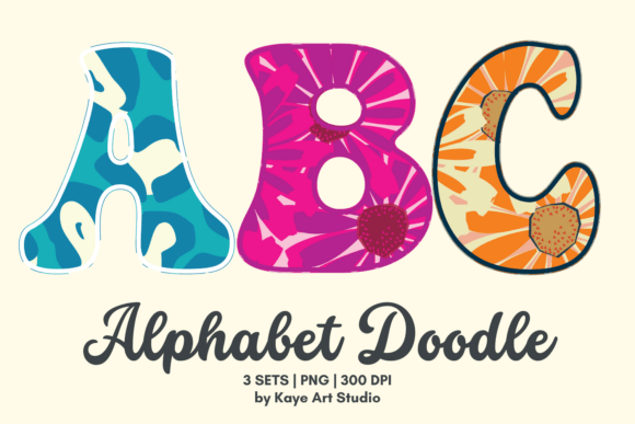 Floral Abstract Alphabet Clipart PNG for Graphics & Illustrations