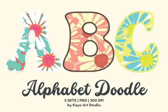Floral Alphabet Doodle Clipart: Fresh Graphics for Editorial Content