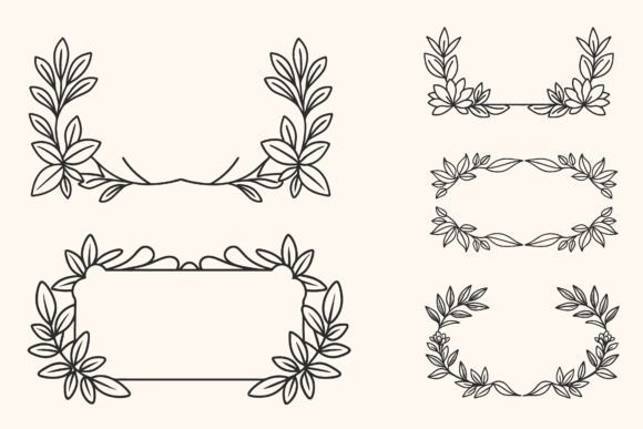 Floral Border Vector Silhouette Set for Graphics and Illustrations