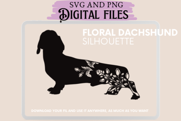 Floral Dachshund Silhouette Graphics for Illustrations