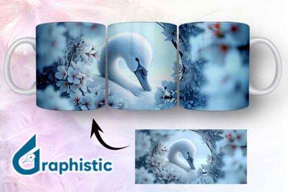 Floral Swan Break Through Mug Wrap 03 Graphics and Illustrations Review