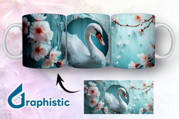 Floral Swan Break Through Mug Wrap 08 Graphics & Illustrations Review