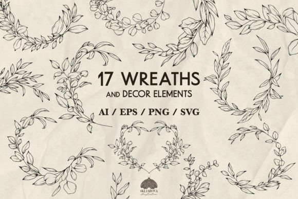 Floral Wreaths of Greenery SVG PNG EPS for Graphics and Illustrations