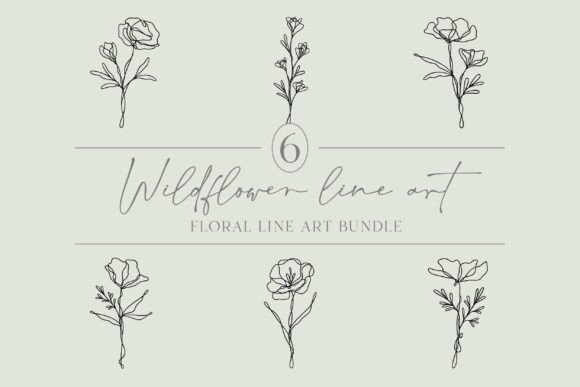 Flower Line Art Bundle Floral Graphics for Modern Illustrations