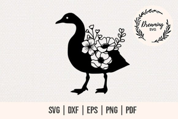 Goose Flower Bouquet Svg - Floral Goose Graphics and Illustrations Review