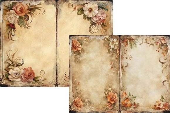 Grungy Floral Journal Pages Graphics and Illustrations Review