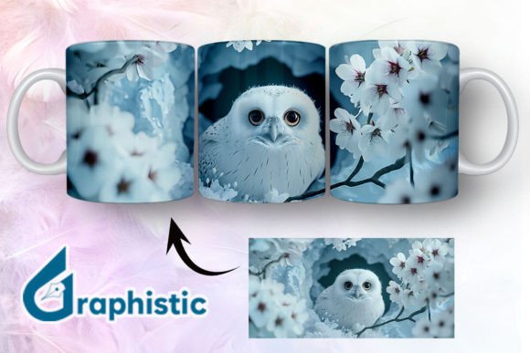 Owl Floral Break Through Mug Wrap 09 Graphics and Illustrations Review