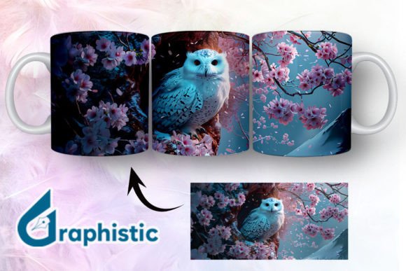 Owl Floral Break Through Mug Wrap 15 Graphics for Modern Illustrations