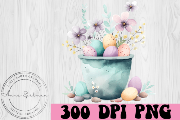 Potted Floral Easter Egg Arrangement Graphics and Illustrations Review
