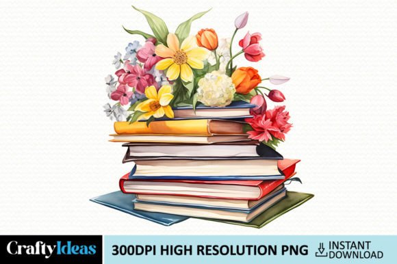 Spring Floral Books Clipart for Graphics and Illustrations