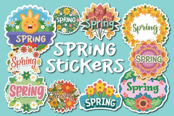 Spring Stickers Floral Graphics & Illustrations for Modern Blogs