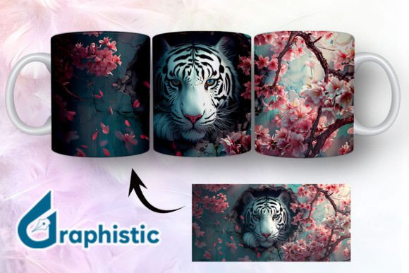 Tiger Floral Break Through Mug Wrap 05 Graphics & Illustrations Review