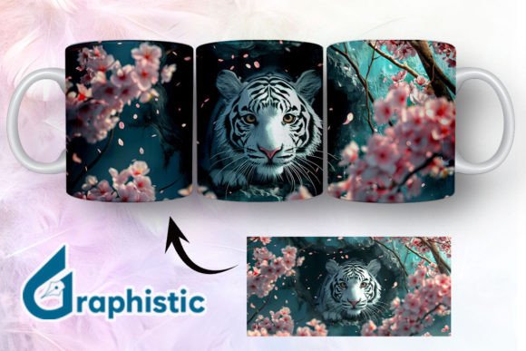 Tiger Floral Break Through Mug Wrap 09 Graphics and Illustrations Review