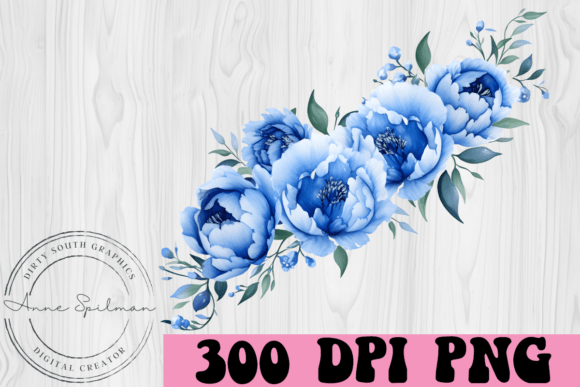 Watercolor Blue Floral Spray: Graphics and Illustrations Review