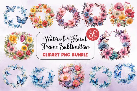 Watercolor Floral Frame Sublimation: Premium Graphics for Modern Illustrations
