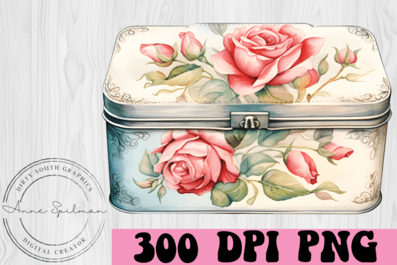 Watercolor Floral Vintage Jewelry Box Graphics Review