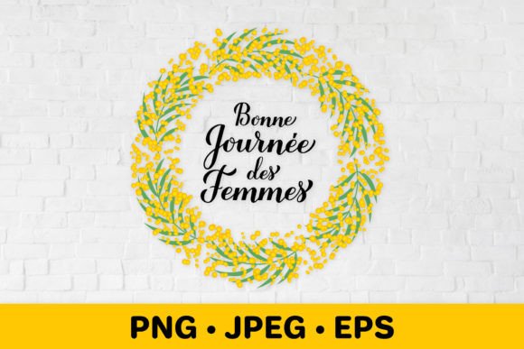Women's Day in French. Floral Mimosa Graphics & Illustrations Review